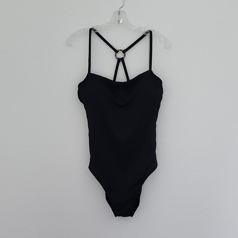 NEW - FREELY Swimsuit One Piece Built In Bra Adjustable Straps Large
